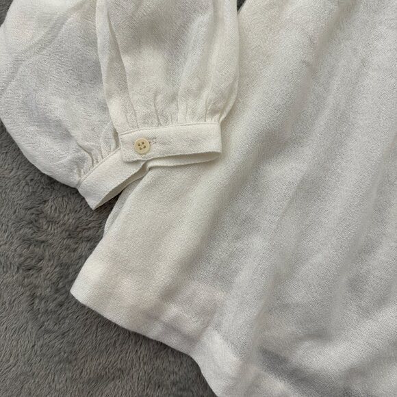 Jenni Kayne Long Sleeve Willow Blouse MEDIUM Cream Viscose Wool Top Shirt - Picture 2 of 7